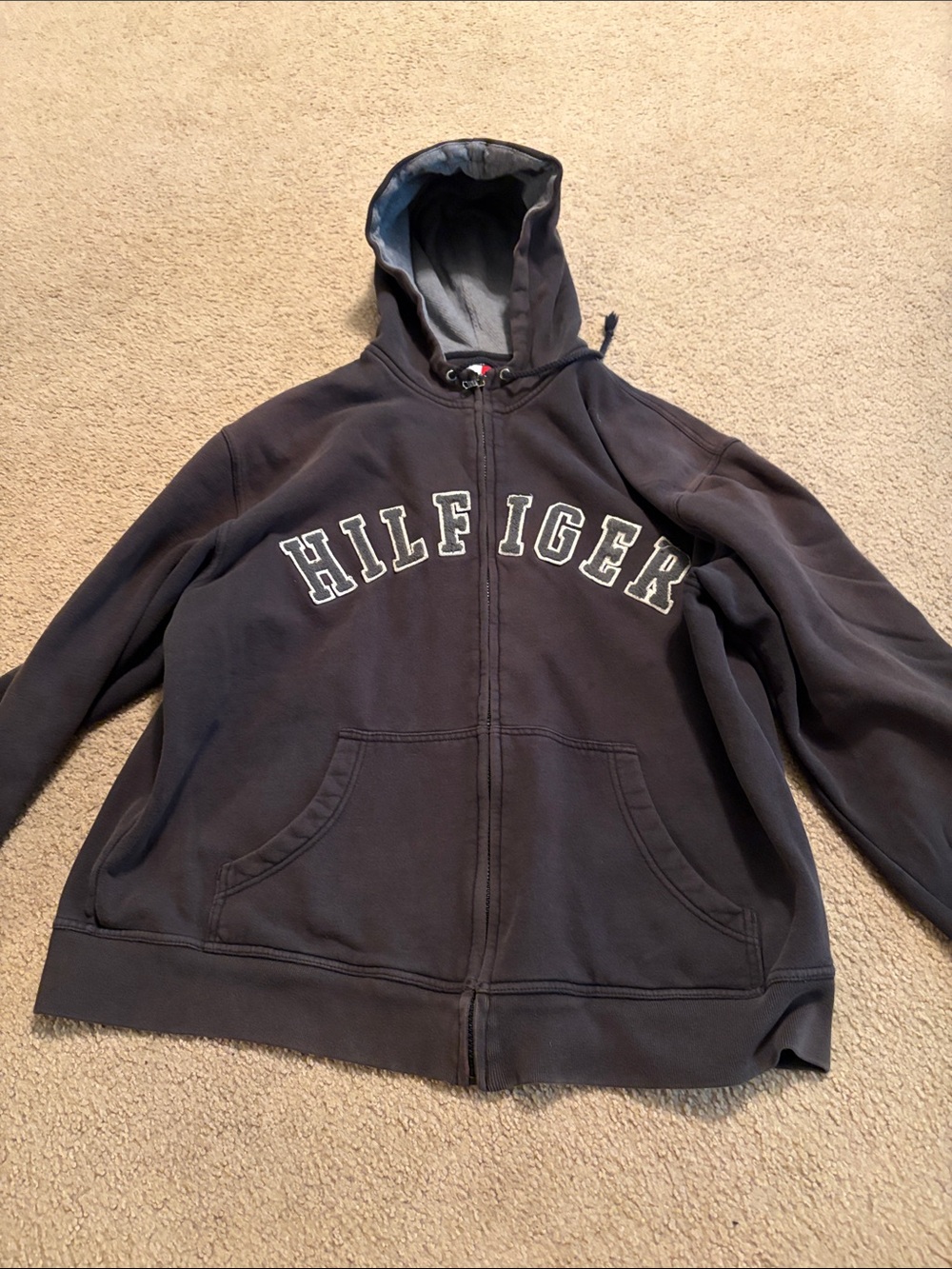 Tommy Hilfiger Charcoal Zip Hoodie with Logo